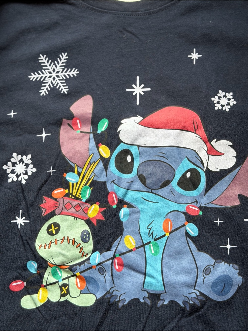 Disney Navy Lilo & Stitch Holiday Short Sleeve Tee